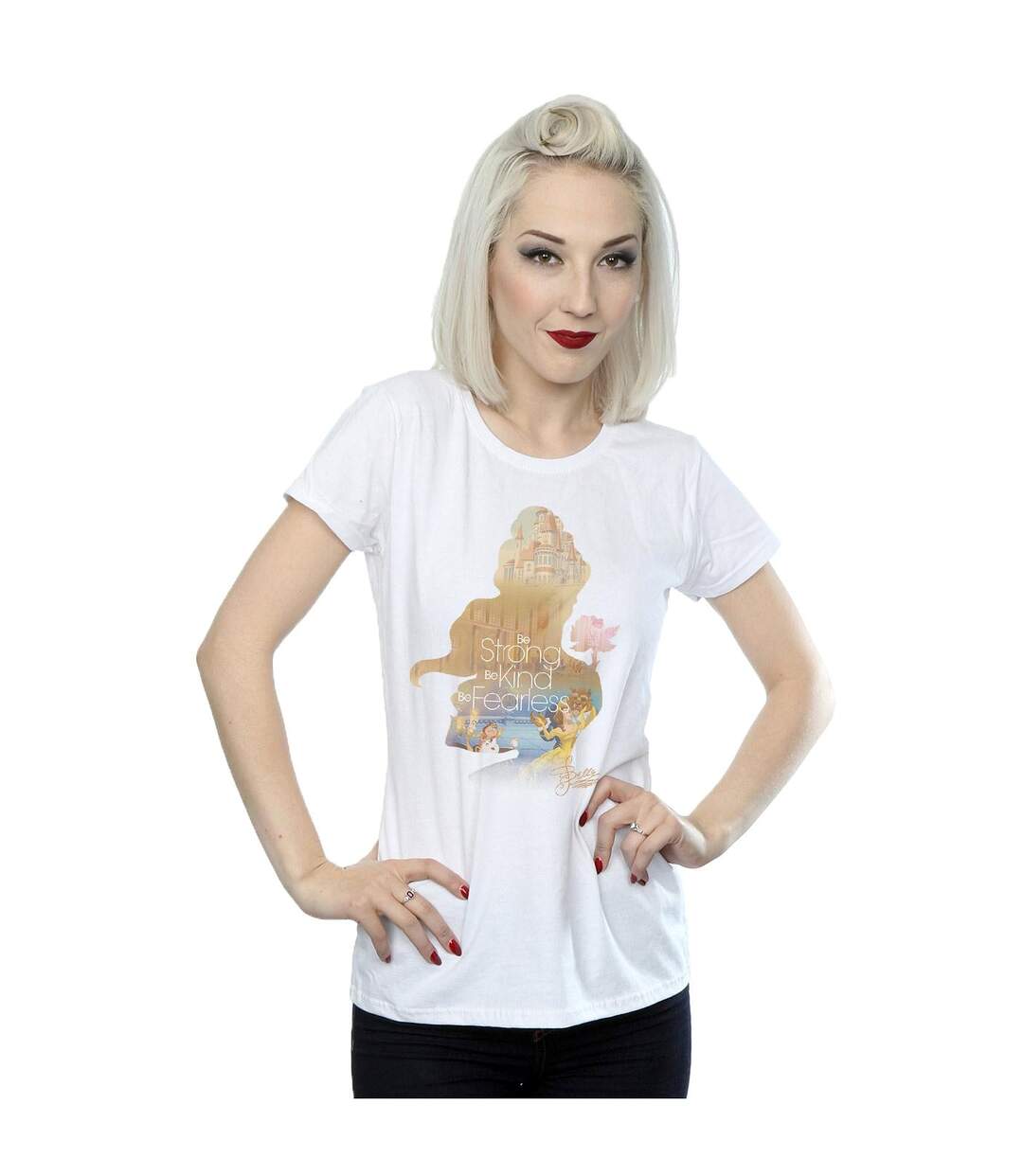 Disney Princess - T-shirt BELLE FILLED SILHOUETTE - Femme (Blanc) - UTBI36726-2