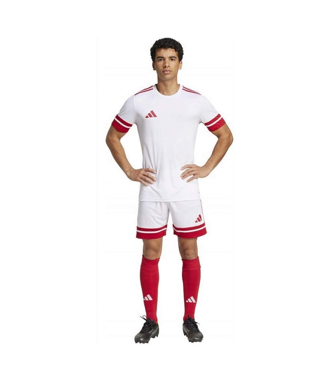 Short Squadra Homme Blanc Rouge Adidas-4