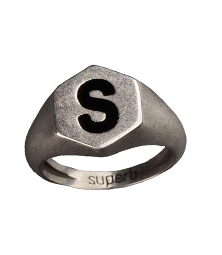 SUPERBE bague femme Hexagone noire en argent