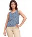 Débardeur Ample Femme Ã  Bretelles Larges - Motif Floral en Bleu Jean-1