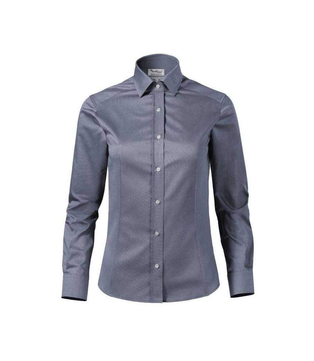 Chemise Manches Longues Journey Femme Gris Bleu Foncé Chiné Malfini-1