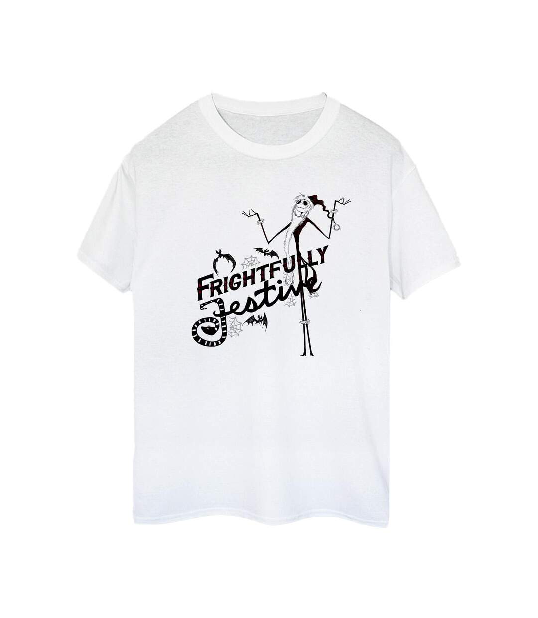 Disney T-shirt boyfriend en coton Femme/Ladies The Nightmare Before Christmas Frightfully Festive (Blanc) - UTBI41795-1