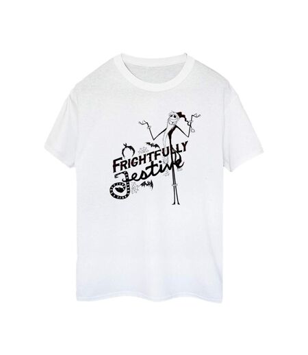 Disney T-shirt boyfriend en coton Femme/Ladies The Nightmare Before Christmas Frightfully Festive (Blanc) - UTBI41795
