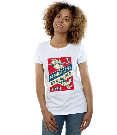 Disney - T-shirt THREE LITTLE PIGS AND THE BIG BAD WOLF - Femme (Blanc) - UTBI15915