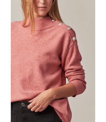 Pull femme col montant et épaule boutonnée FRIDA