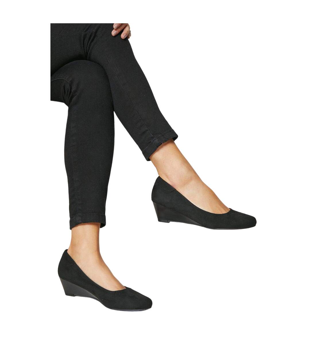 Womens/ladies Cerys Low Heel Court Shoes Natural Black Good For The Sole-3