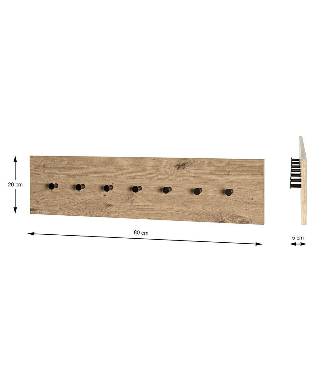 Patère Murale Miranda 80cm Chêne & Noir-5