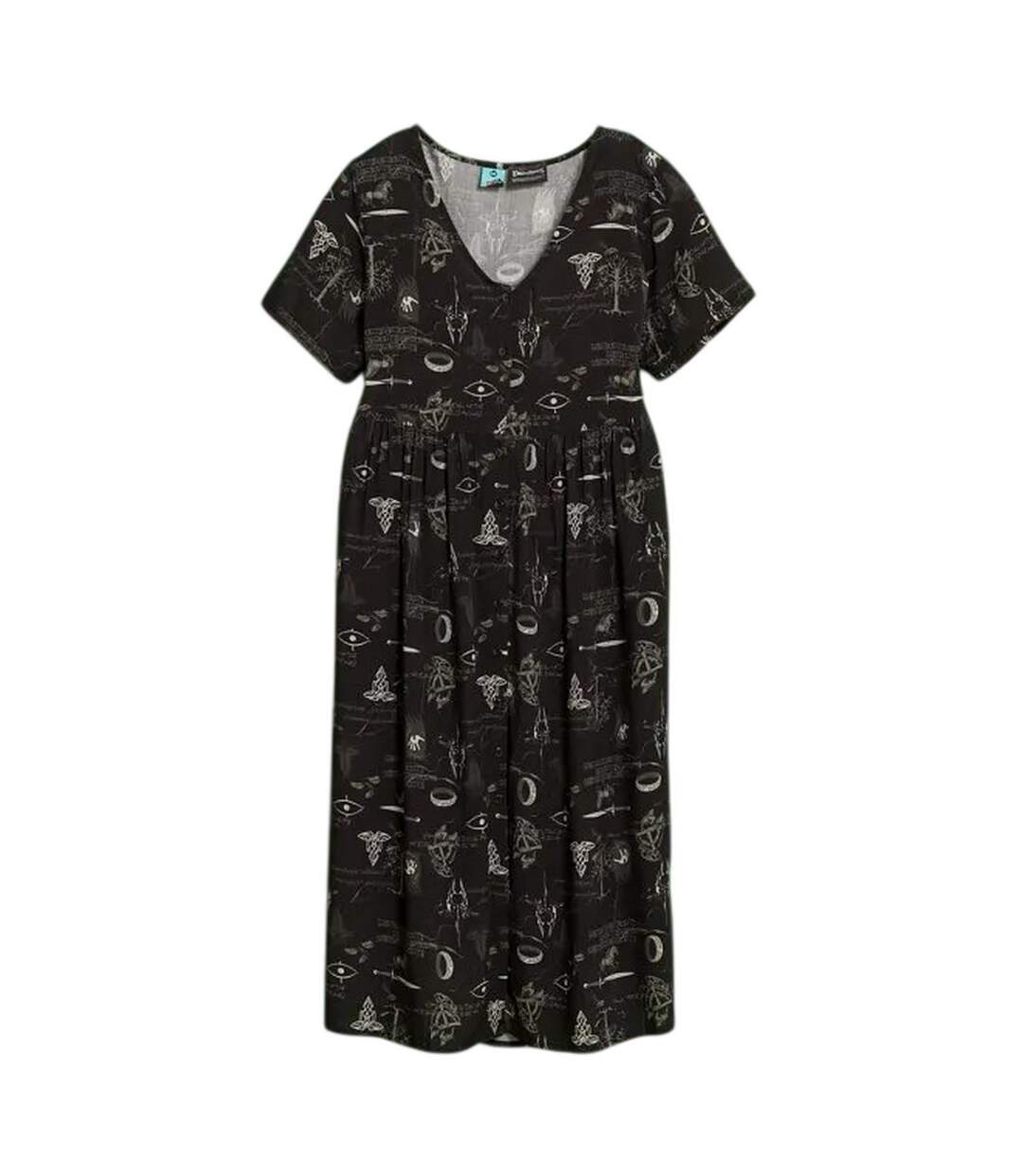 Womens/ladies Icons V Neck Midi Dress Black The Lord Of The Rings-1
