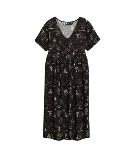 Womens/ladies Icons V Neck Midi Dress Black The Lord Of The Rings