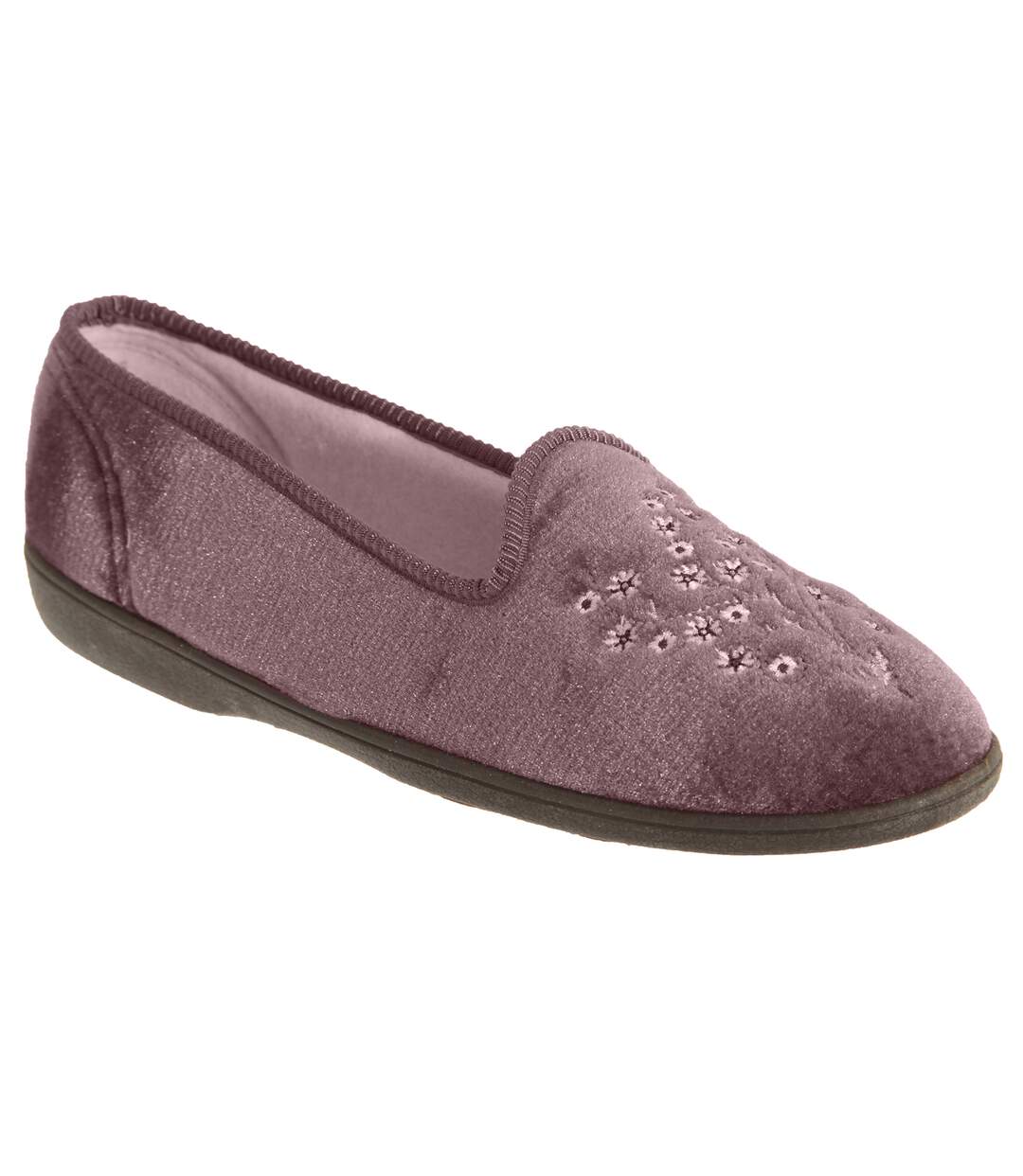 Sleepers Womens/Ladies Nieta Plain Embroidered Slippers (Heather) - UTDF524