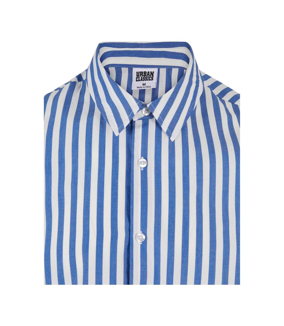 Chemise Manches Courtes Été Motif/style Rayé Homme Blanc Bleu Urban Classics-4