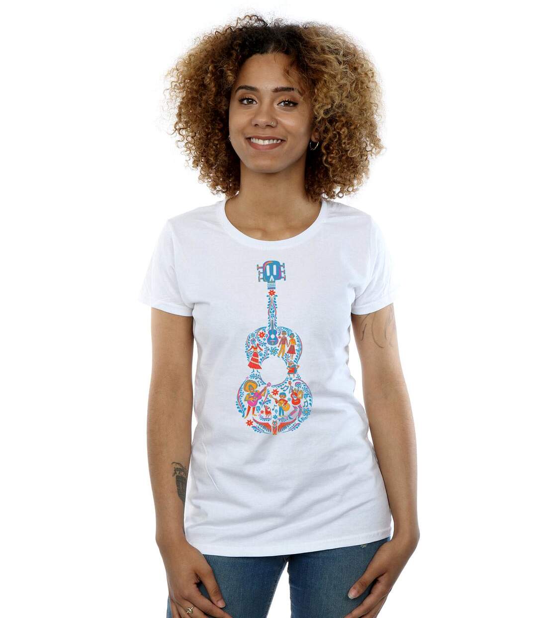 Disney - T-shirt COCO GUITAR PATTERN - Femme (Blanc) - UTBI14297-2