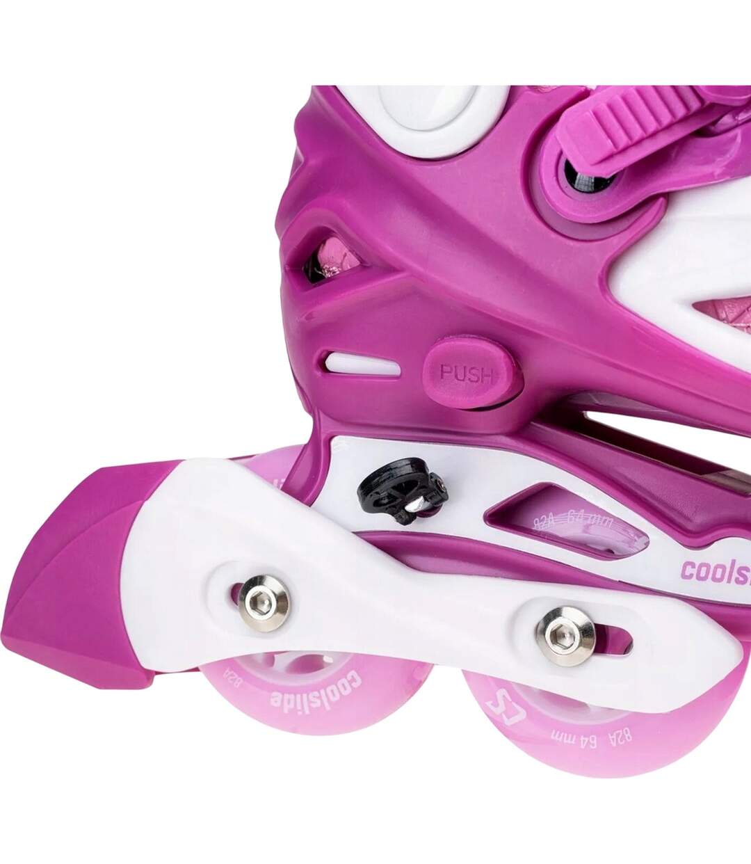 Patins À Roulettes Alignées Actionel Enfant 20 Fr Blanc Rose Coolslide-3
