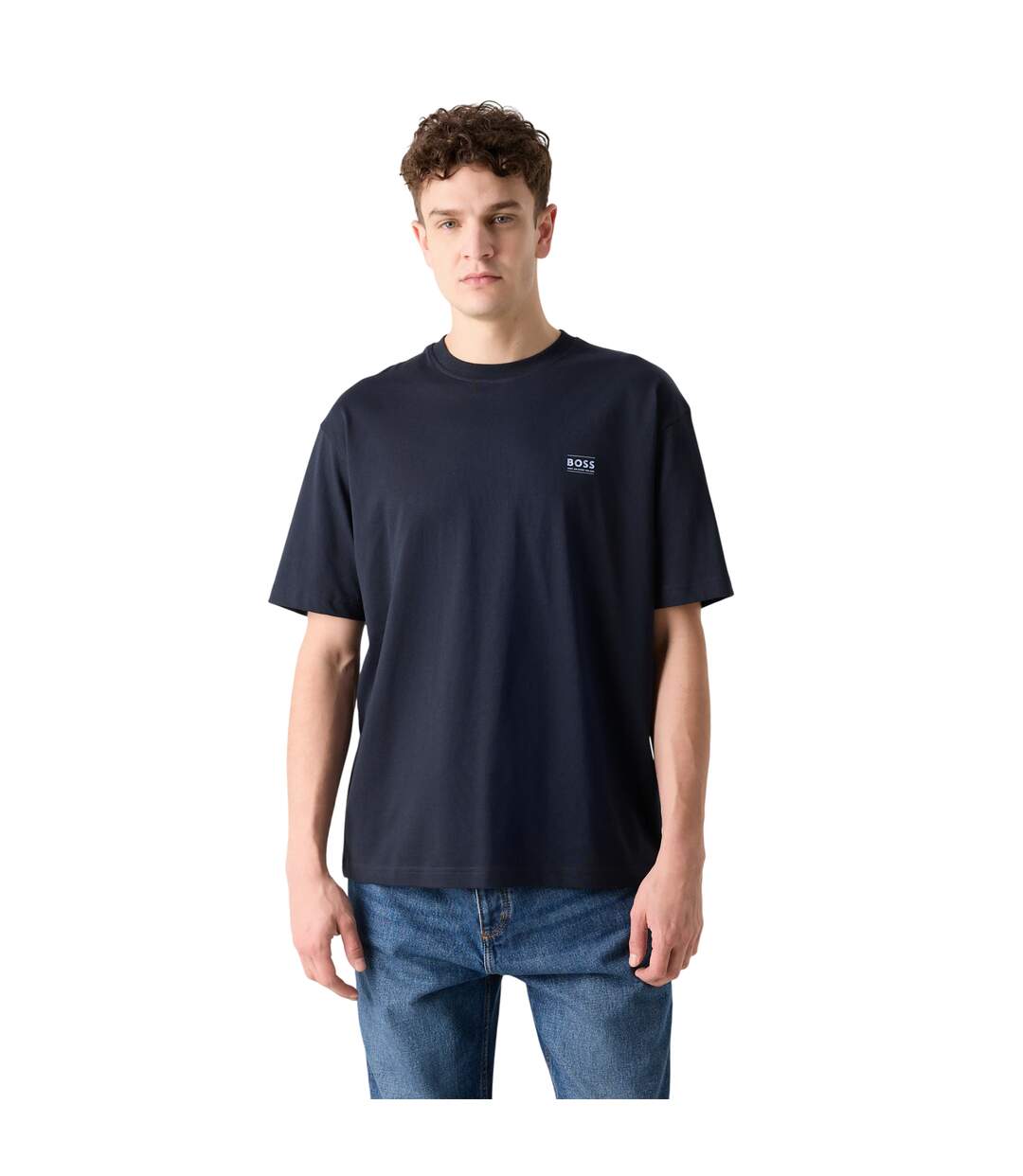 Mens Above Mountain Regular T-shirt Dark Blue Boss-4