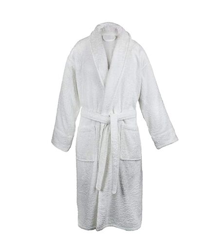 A&R Towels Adults Unisex Bath Robe With Shawl Collar (White) - UTRW6532