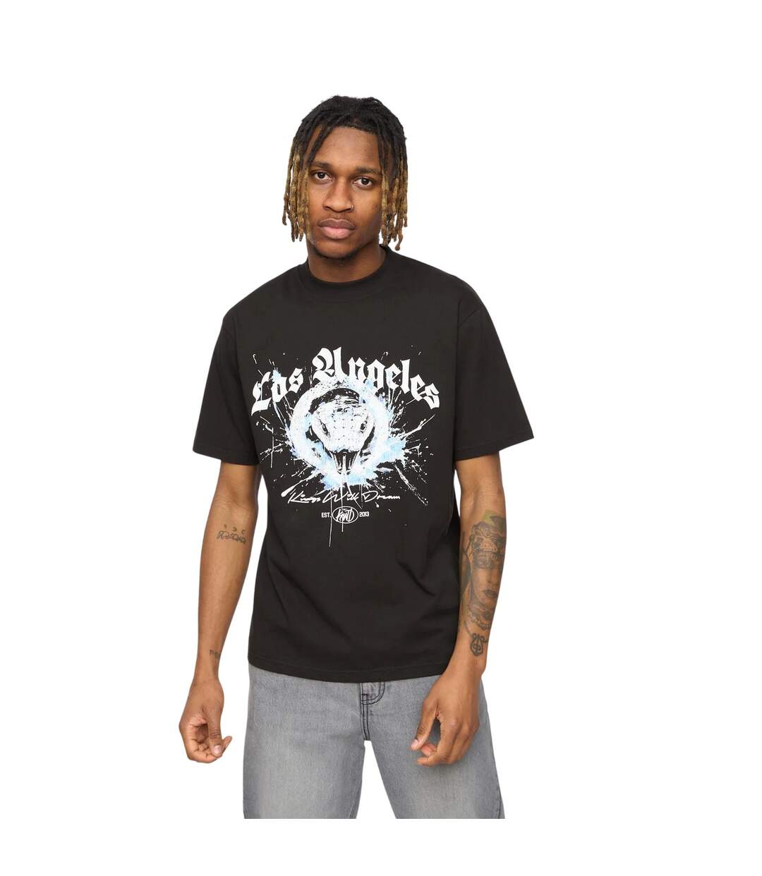 T-shirt Snakered Homme Noir Kings Will Dream-2