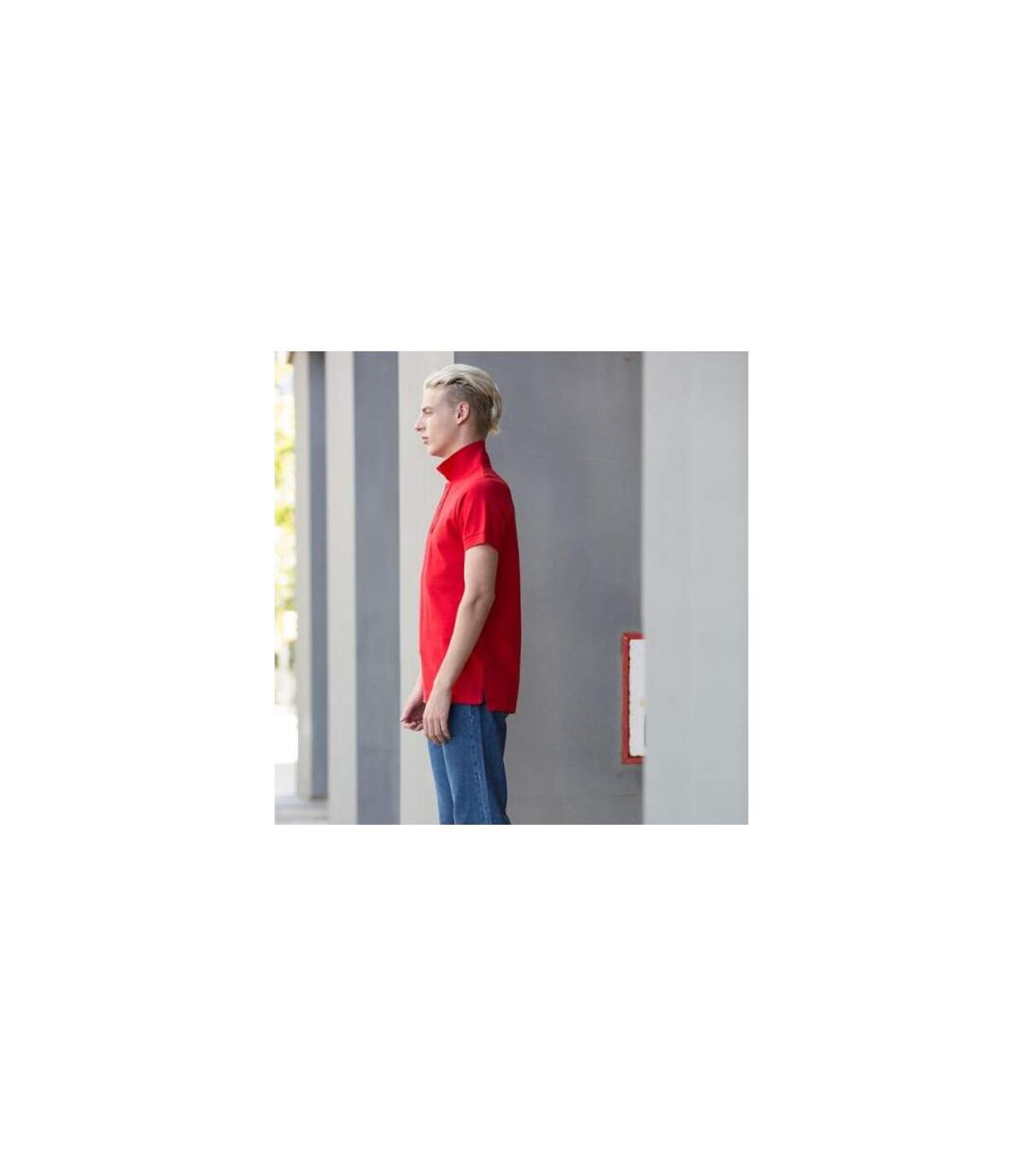 Skinni Fit Mens Club Polo Shirt (with Stay-up Collar) (Bright Red) - UTRW1400