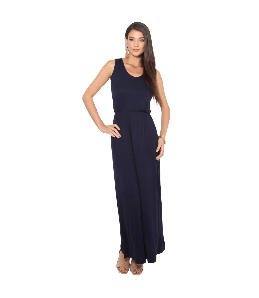 Robe longue femme bleu marine Krisp-1