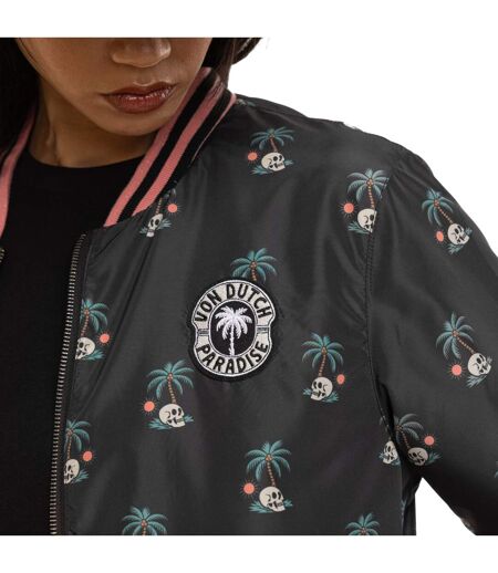 Veste femme satinée allover print avec patch et fil lurex Skull Vondutch