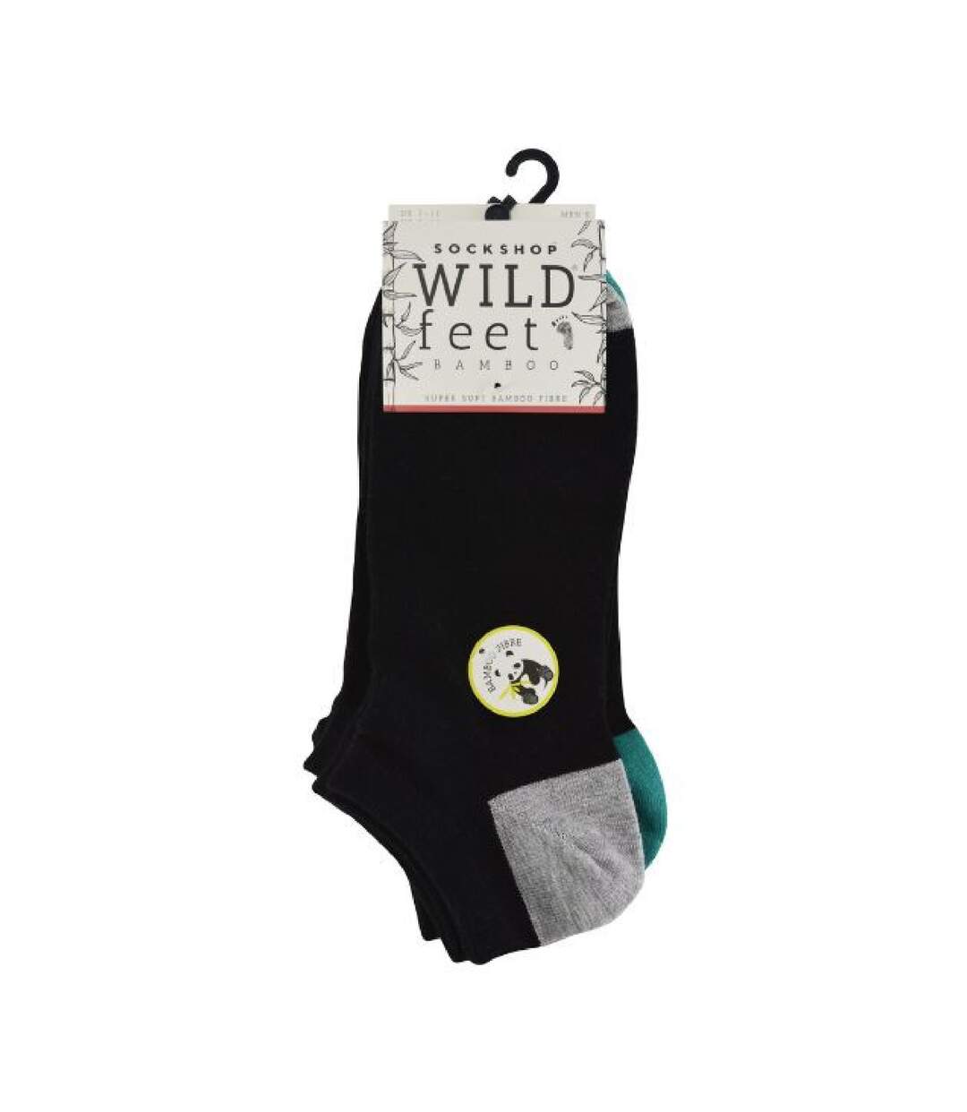 5 Pack Mens Bamboo Trainer Socks with Coloured Heel & Toe-2