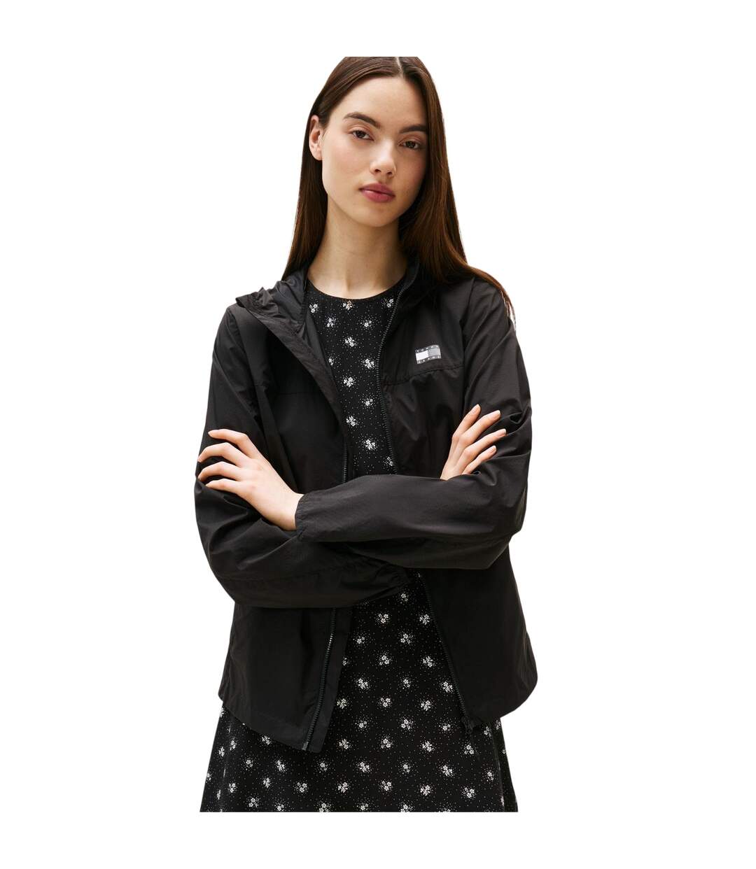 Womens/ladies Logo Full Zip Hoodie Black Tommy Jeans-4