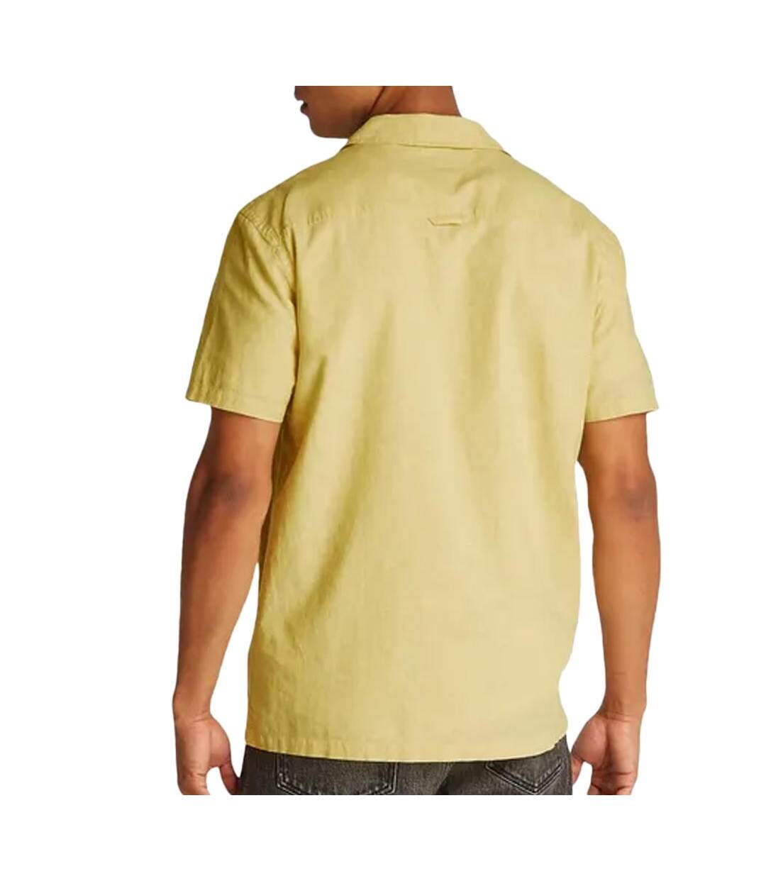 Chemisette jaune homme tommy hilfiger linen blend camp-aruba - l-2