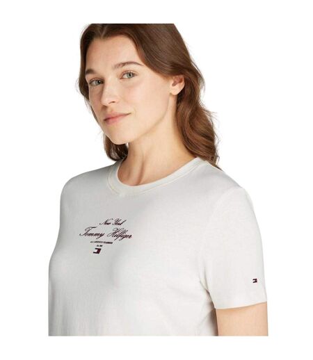 T-shirt Motif/style Texte Femme Blanc Cassé Tommy Hilfiger