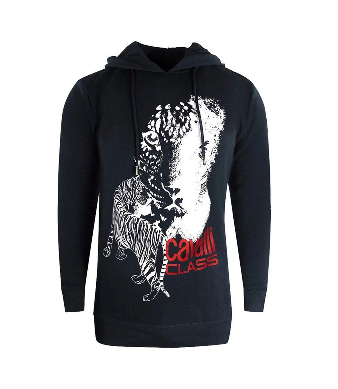 Mens Tiger Logo Hoodie Black Cavalli Class-1