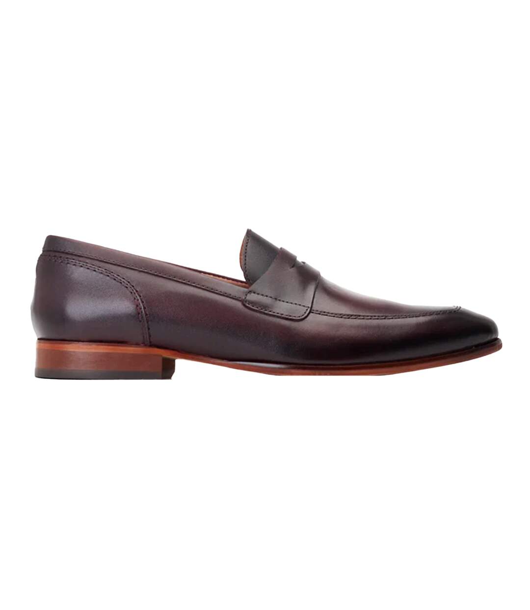 Mens Bruno Leather Penny Loafers Bordo Base London-2