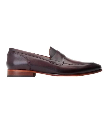 Mens Bruno Leather Penny Loafers Bordo Base London