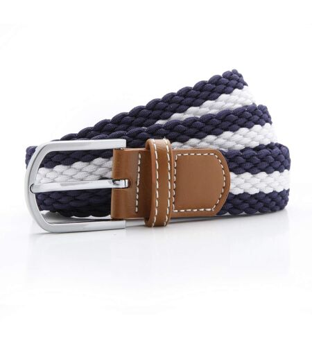 Asquith & Fox Mens Two Colour Stripe Braid Stretch Belt (Navy/White) - UTRW5539