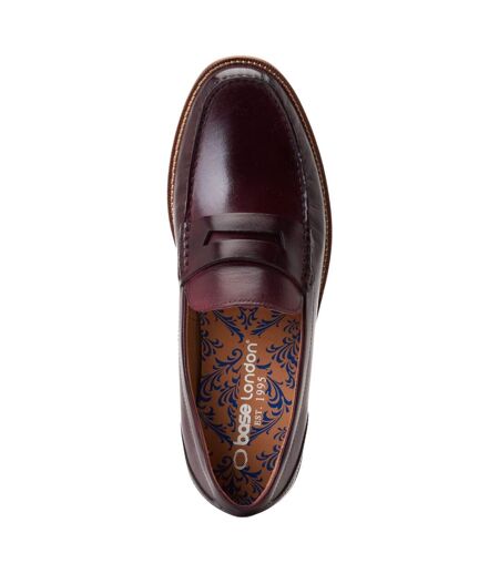 Mens Garfield Leather Penny Loafers Bordo Base London