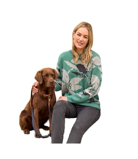 Womens/ladies Abstract Wool Blend Jumper Green WoolOvers