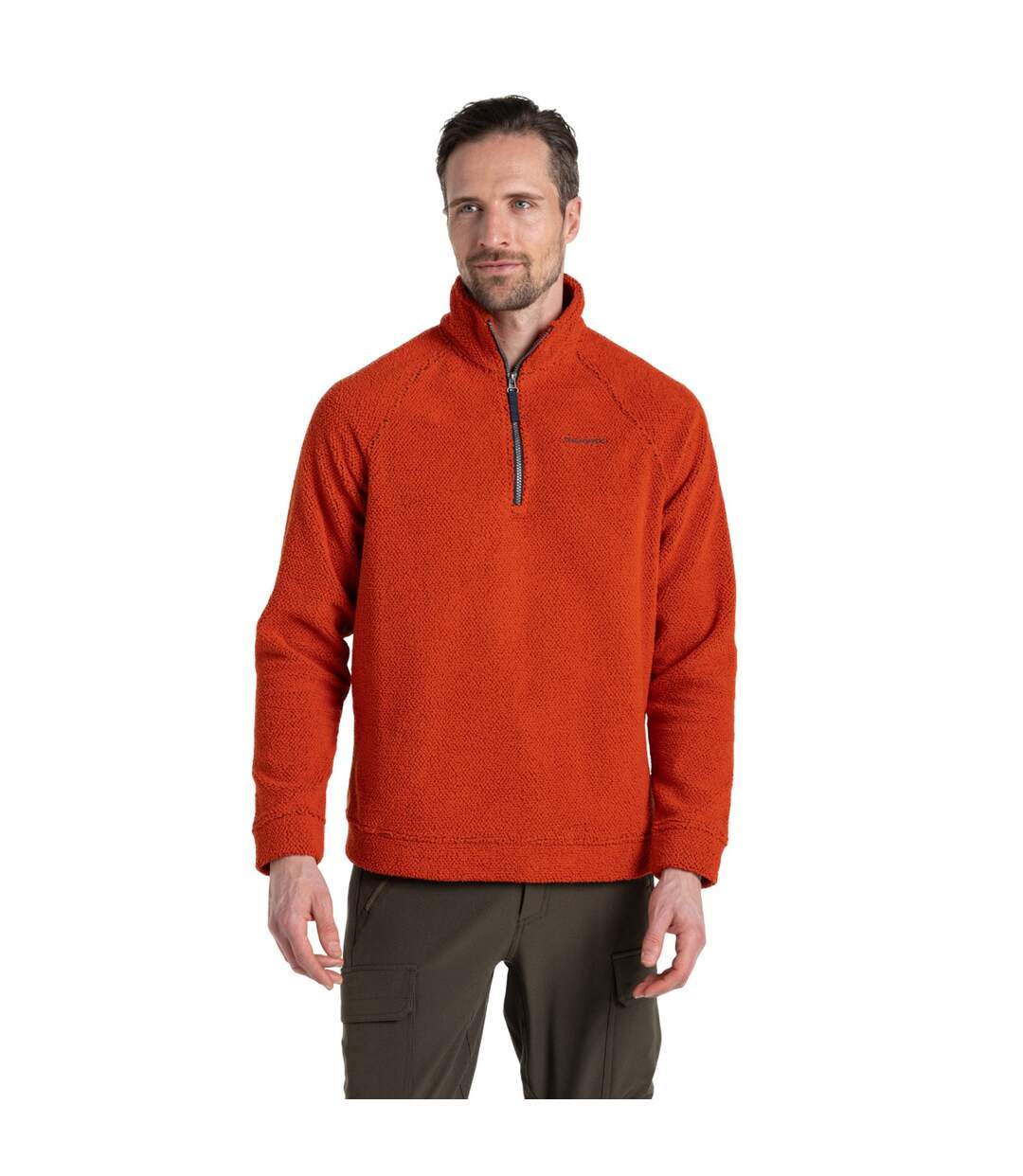 Mens Karlton Half Zip Fleece Top Carnelian Orange Craghoppers-3