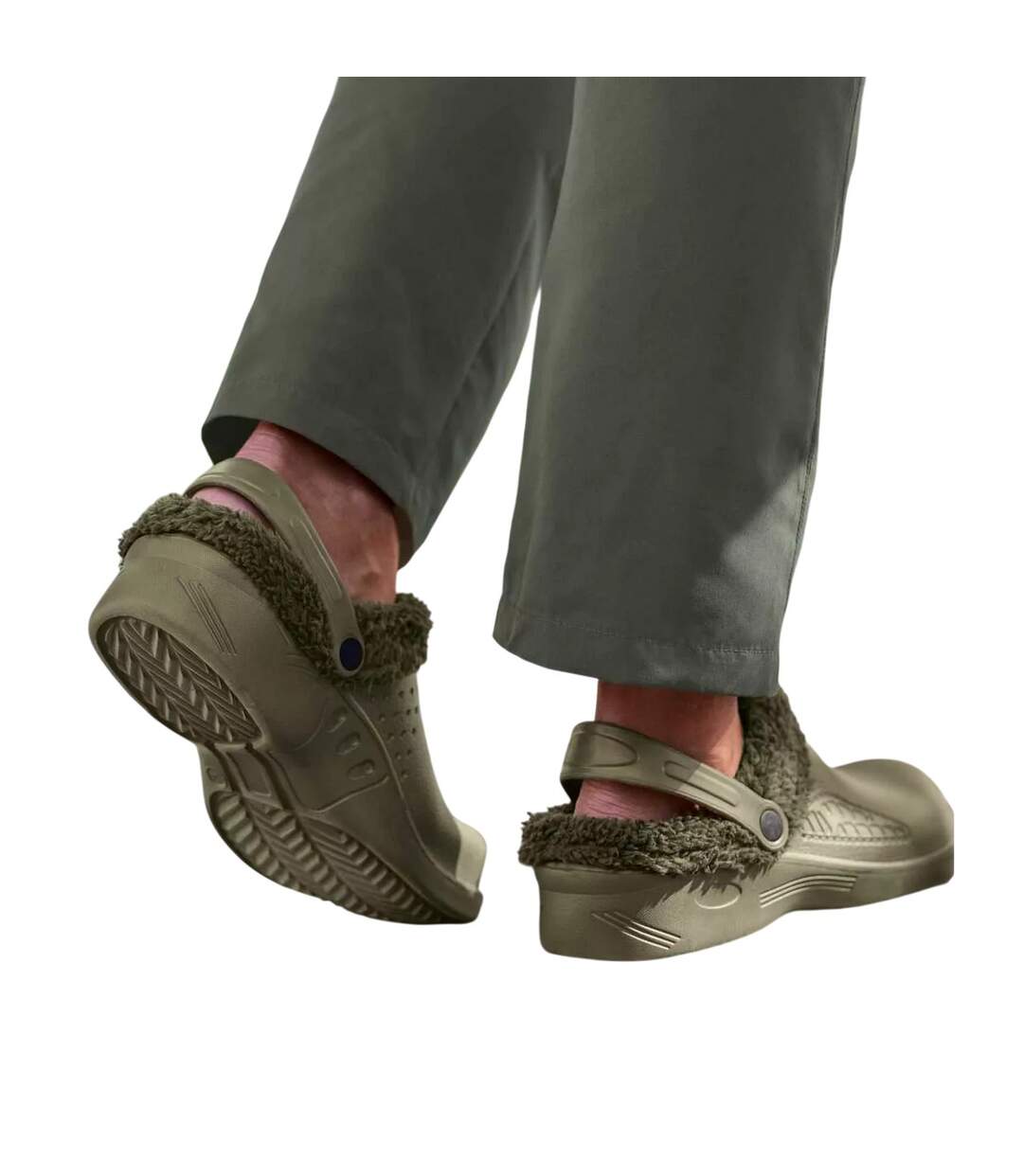 Mens Sherpa Lined Water Repellent Garden Clogs Khaki Green Atlas For Men-2