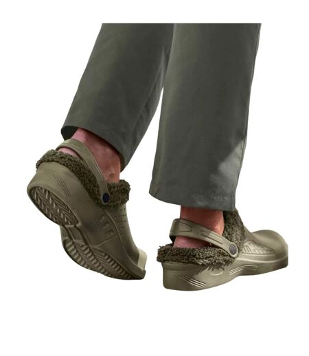 Mens Sherpa Lined Water Repellent Garden Clogs Khaki Green Atlas For Men