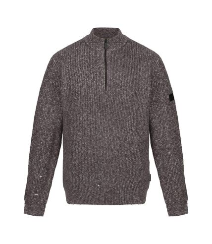 Regatta Mens Solomon Marl Knitted Zip Neck Sweatshirt (Dark Grey)