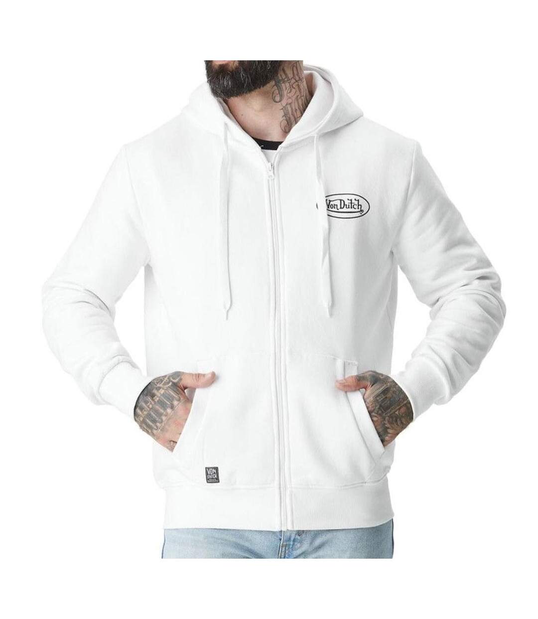 Sweat zippé blanc homme von dutch slign-1