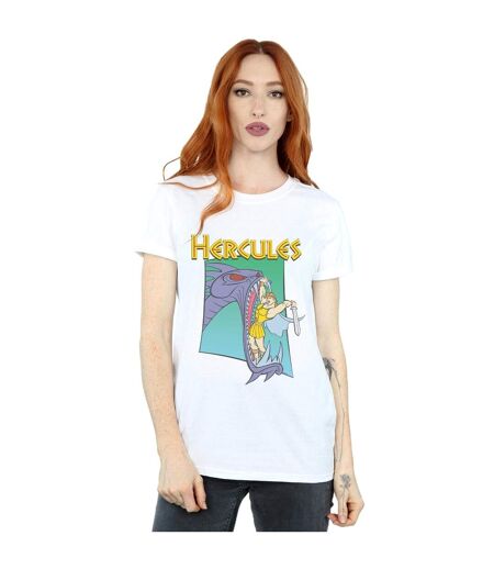 Disney Femme/Les femmes Hercules Hydra Fight Cotton Boyfriend T-Shirt (Blanc) - UTBI17538