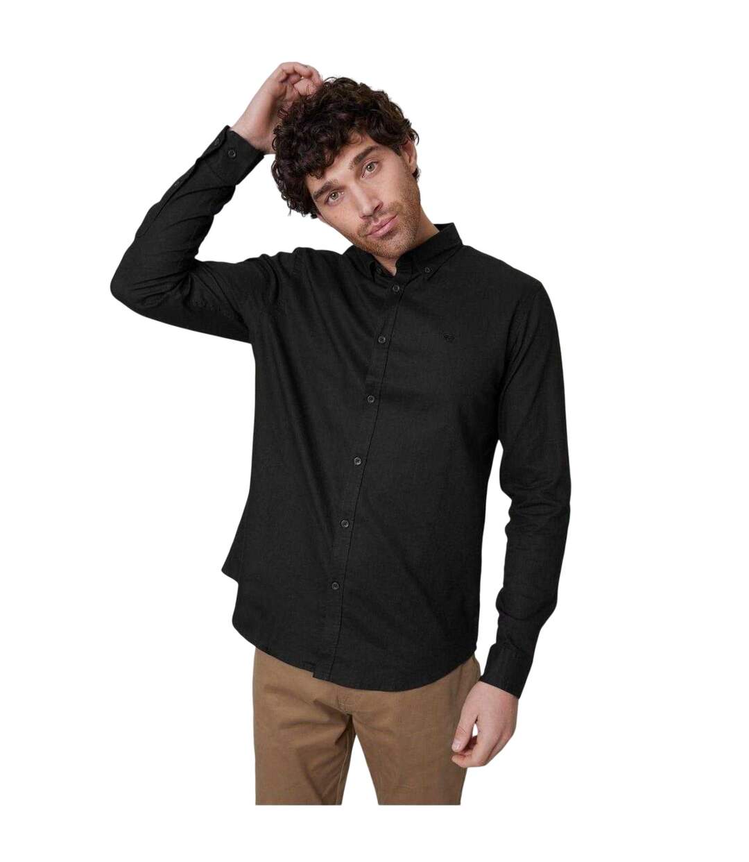 Mens Regular Button-down Shirt Black Threadbare-2