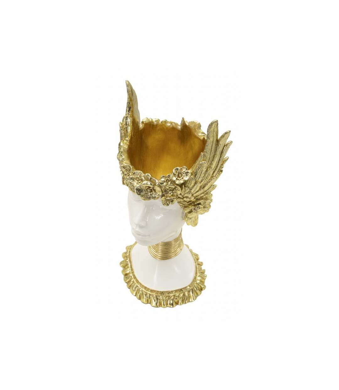 Statuette Buste Femme Athena 38cm Blanc & Or-3