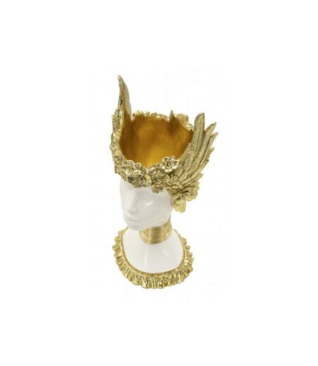 Statuette Buste Femme Athena 38cm Blanc & Or