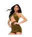 Robe Courte Motif/style Ruché Femme Kaki Missy Empire-2