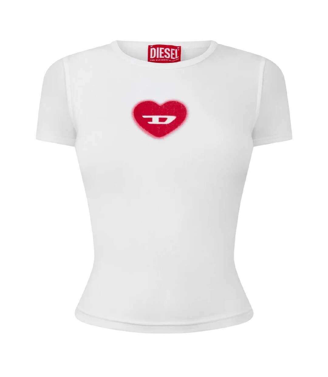 Womens/ladies T-ele Cropped Fitted T-shirt White Diesel-1