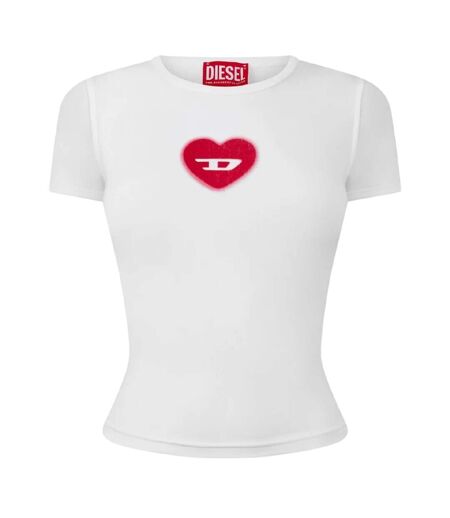 Womens/ladies T-ele Cropped Fitted T-shirt White Diesel