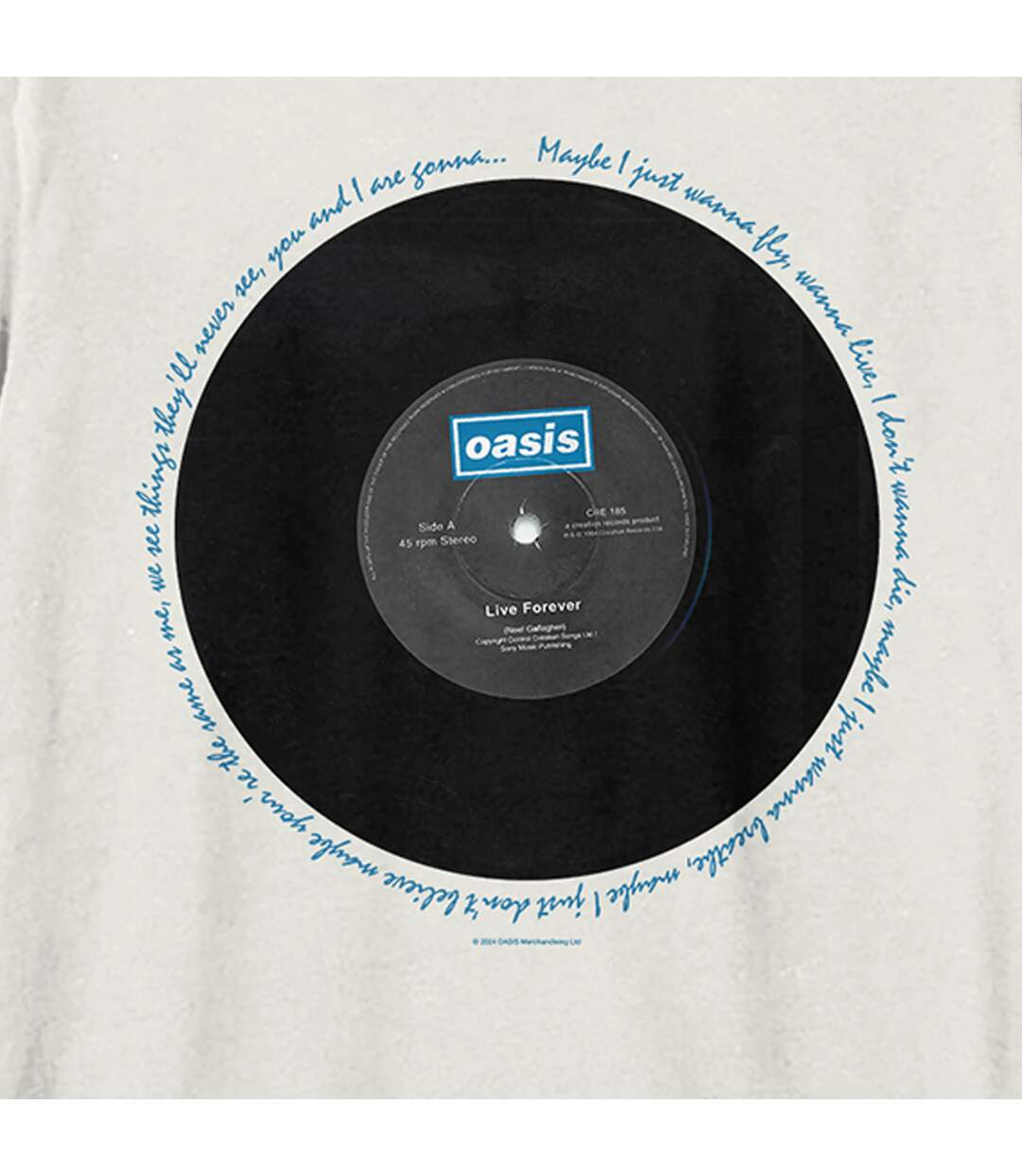 Unisex Adult Live Forever  T-shirt Vintage White Oasis-2