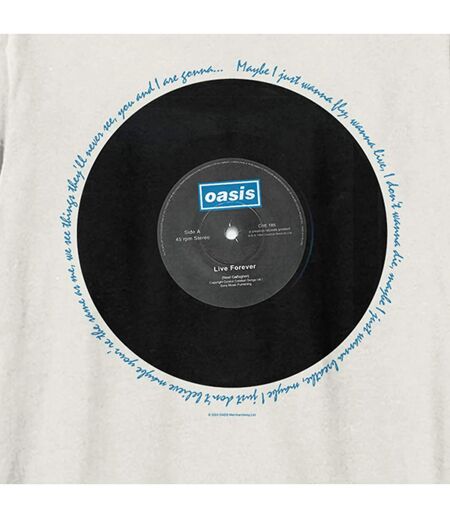 Unisex Adult Live Forever  T-shirt Vintage White Oasis