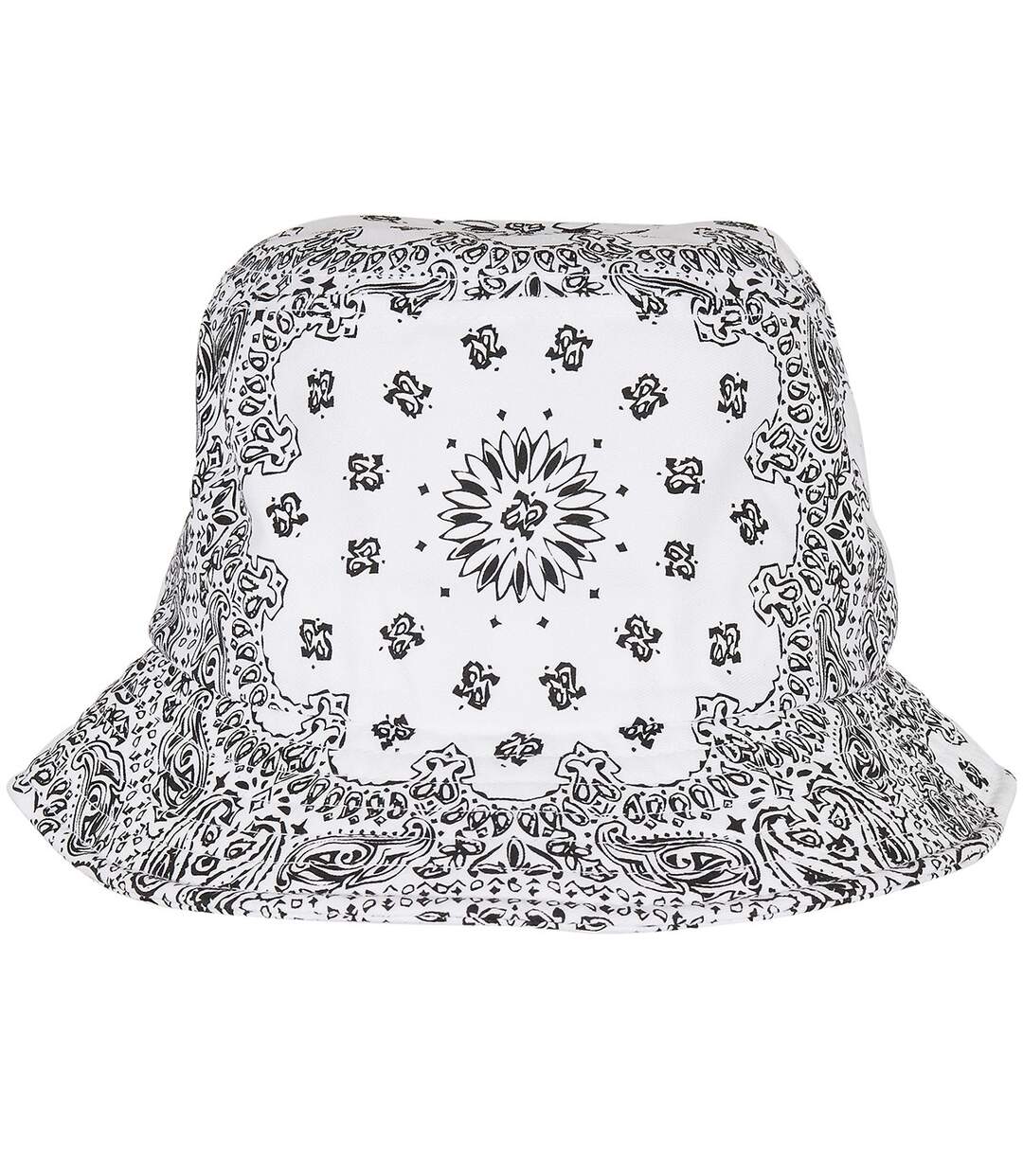 Unisex adult bandana printed bucket hat white Flexfit-1