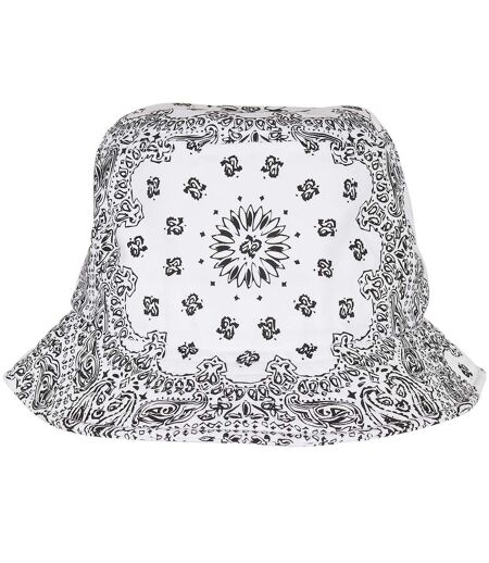 Unisex adult bandana printed bucket hat white Flexfit