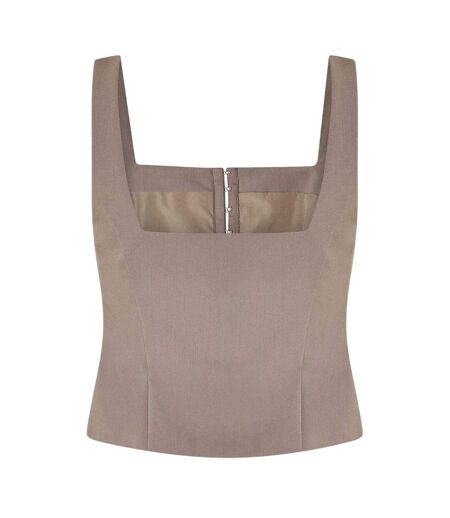 Womens/ladies Pinstripe Square Neck Sleeveless Blouse Taupe Jack Wills
